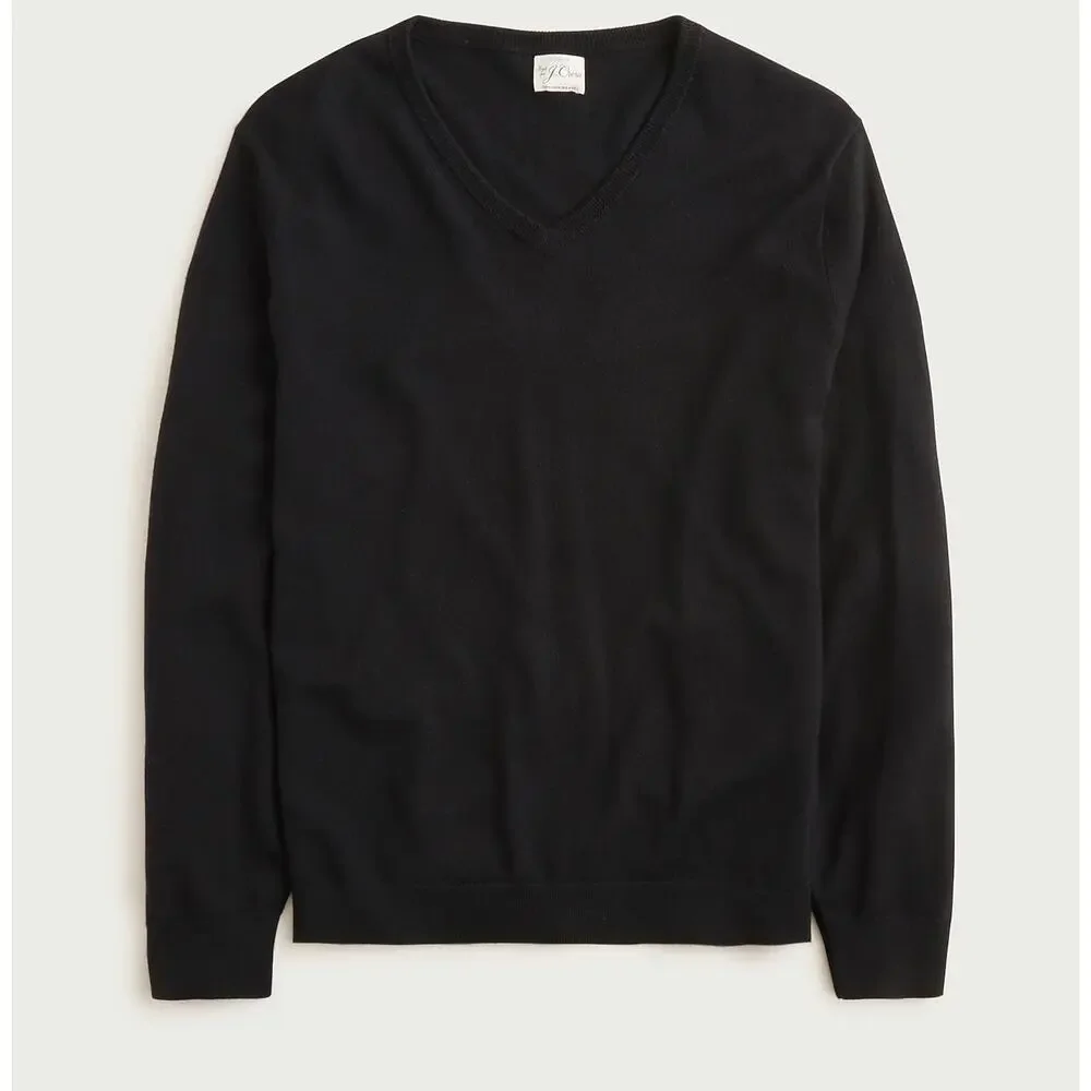 J. Crew Merino wool V-neck sweater in Black NWT size XL